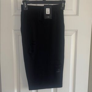 Fashion Nova Black Pencil Skirt w/rips